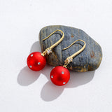 Short Pearl Frosted Bead Copper Earrings – Useful Gifts — 5