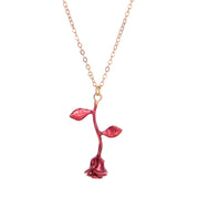 Creative Drop Red Rose Flower Pendant Necklace – Jewelry Gift Ideas — 11