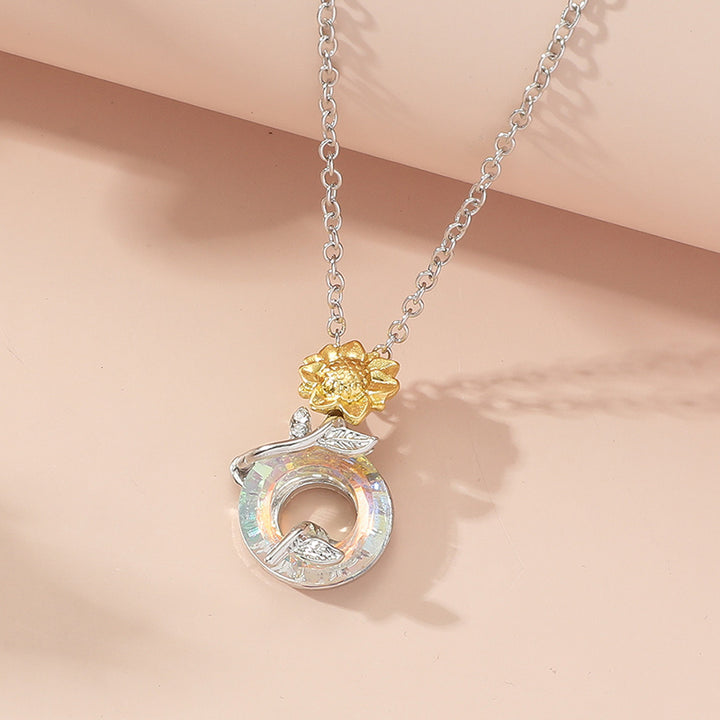 Fashion Circle Crystal Sunflower Necklace – Jewelry Gift Ideas — 1