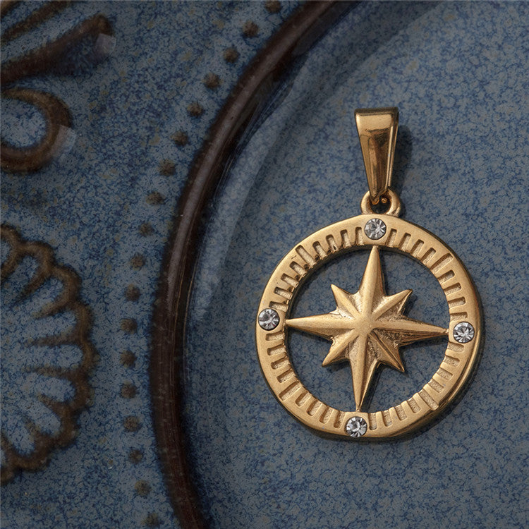 Titanium Steel Jewelry Compass Octagram Pendant – Jewelry Gift Ideas — 1