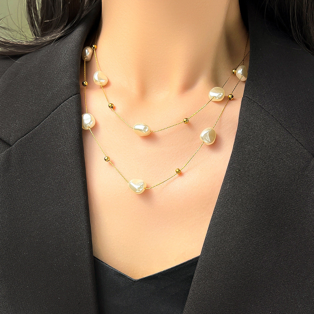 Vintage Baroque Pearl Double Layer Necklace – Jewelry Gift Ideas — 1