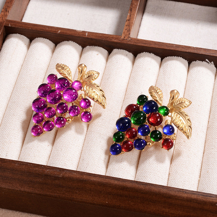 Retro Style Colorful Purple Grape Shape Brooch – Stylish Gifts — 1