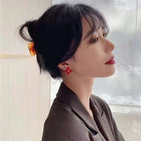 Red Petals Elegant High Sense New Year Earrings – Holiday Gift Ideas — 2