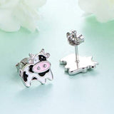 Girl Funny Cute Mini In Stock Cow Stud Earrings – Gifts for Kids — 2