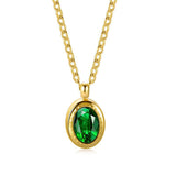 Emerald Zircon Necklace Titanium Steel Oval – Jewelry Gift Ideas — 4