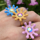 Cute Zircon Purple Flower Ring – Birthday Gifts — 2