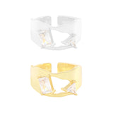 Irregular Surface Triangle Zircon Ring Sterling Silver – Gifts for Her — 4
