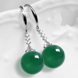 Elegant Silvering Earrings Female Chalcedony Green – Gifts for Her — 6