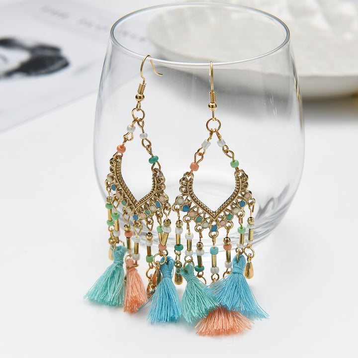 Bohemian Hollow Drop Oil Bead Long Earrings – Holiday Gift Ideas — 1
