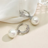 Micro-set Zircon Cross Pearl Silver Needle Earrings – Small Gift Ideas — 5