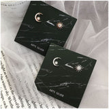 Women's Shining Sun Moon Star Asymmetric Stud Earrings – Gifts for Her — 3