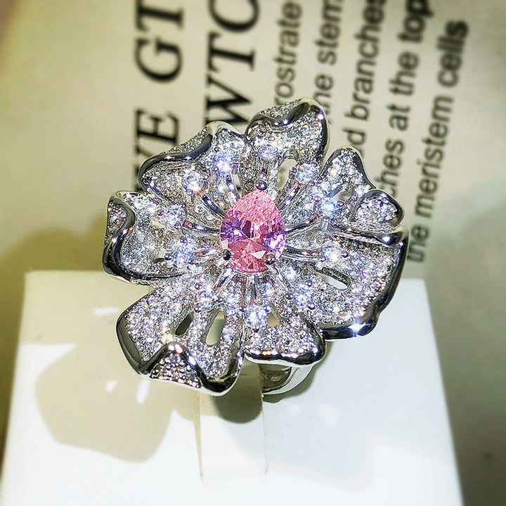 Diamond Flower Ring Female Opening – Gifts for Her — 1