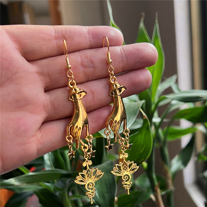 Gold And Silver Hand Pendant Earrings Amethyst – Jewelry Gift Ideas — 1