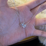 Women's Diamond Bow Heart Necklace High-end – Jewelry Gift Ideas — 4