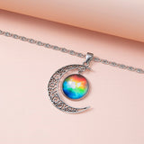 Galaxy Planet Star Glass Necklace Silver Hollow – Jewelry Gift Ideas — 9