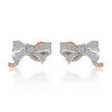 S925 Sterling Silver Bow Ear Stud And Ring – Jewelry Gift Ideas — 4