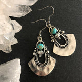 Vintage Hollow Sector Turquoise Pendant Earrings – Jewelry Gift Ideas — 1