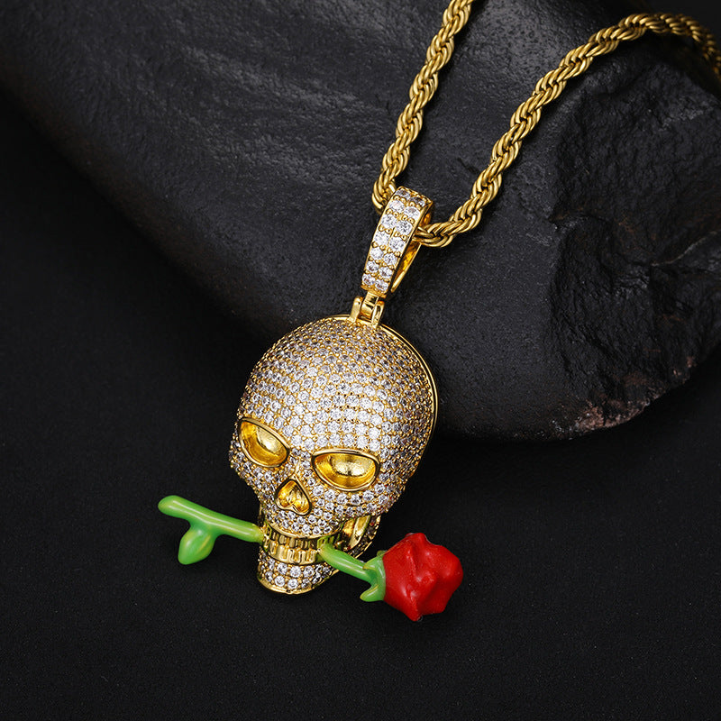Luminous Epoxy Rose Skull Pendant – Jewelry Gift Ideas — 1