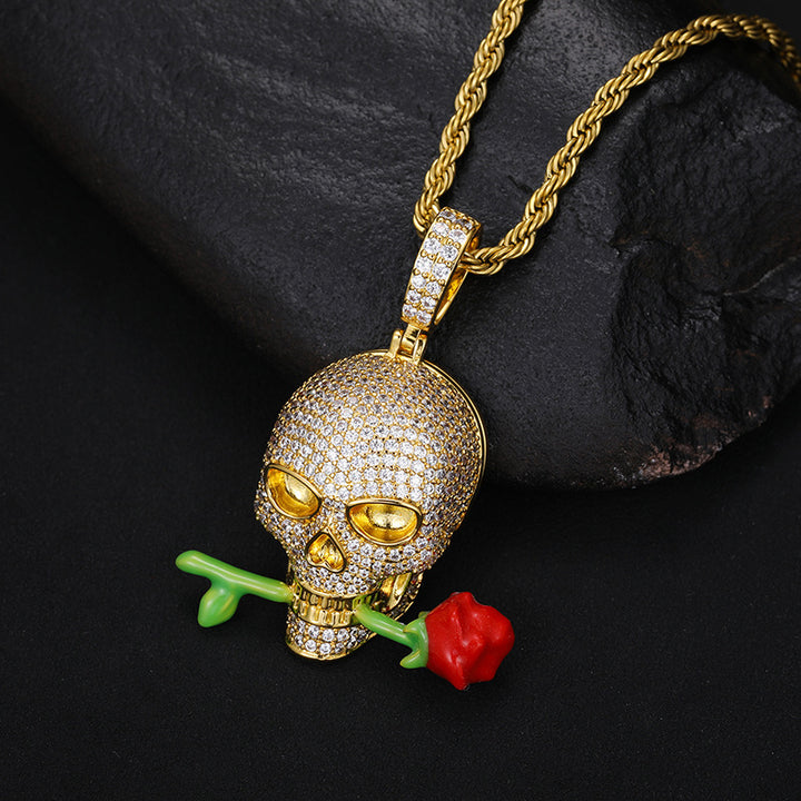 Luminous Epoxy Rose Skull Pendant – Jewelry Gift Ideas — 1