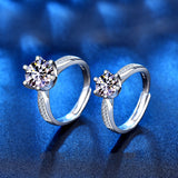 Women's Sterling Silver Six Prong Faux Moissanite Ring – Gifts for Her — 1