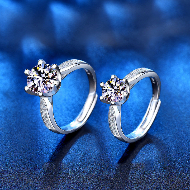 Women's Sterling Silver Six Prong Faux Moissanite Ring – Gifts for Her — 1