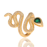 Copper Plated Genuine Gold Snake Shaped Diamond Ring – Stylish Gifts — 17