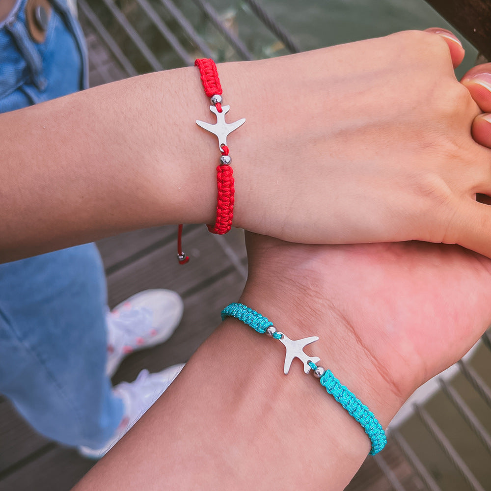 Classic Airplane Pendant Hand-woven Red Rope – Jewelry Gift Ideas — 1
