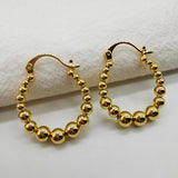 Gold Ball Hoop Earrings Beaded Circle Ear Clip – Meaningful Gifts — 9