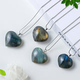 Natural Crystal Stone Silver Chain Heart-shaped – Jewelry Gift Ideas — 1