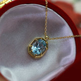 Silver Vintage Sky Blue Topaz Necklace Clavicle – Jewelry Gift Ideas — 3