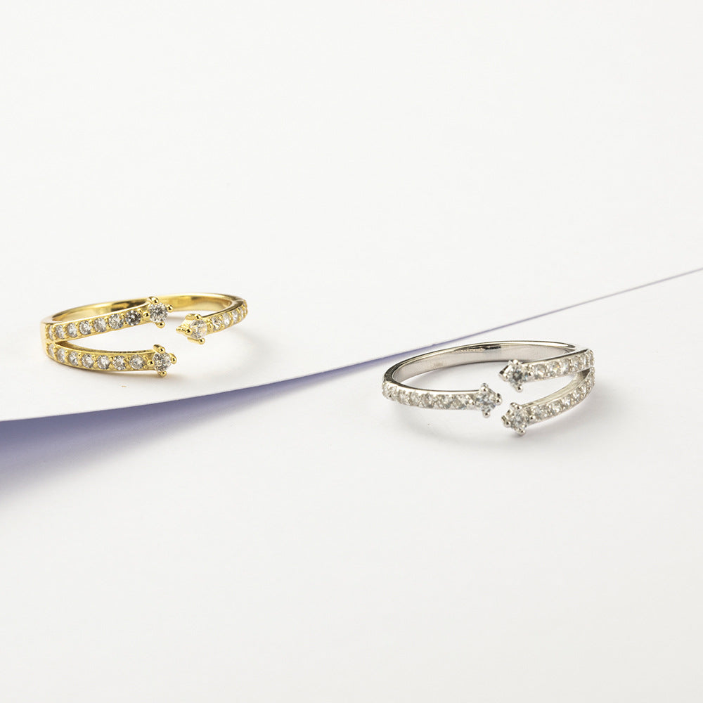 Diamond-embedded Open Ring Electroplated Zircon – Everyday Gifts — 1