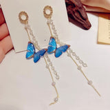 Silver Post Bow Knot Star Pearl Tassel Earrings – Holiday Gift Ideas — 5