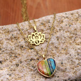 Colorful Peach Heart Pendant Chain Necklace – Jewelry Gift Ideas — 4