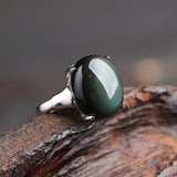 Natural Obsidian Live Mouth Pair Ring Silver Jewelry – Stylish Gifts — 2