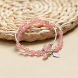 Double Circle Bracelet With Leaf Pendant – Jewelry Gift Ideas — 1