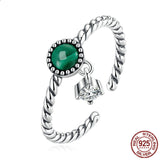 Sterling Silver S925 Malachite Open Ring – Thoughtful Gifts — 5