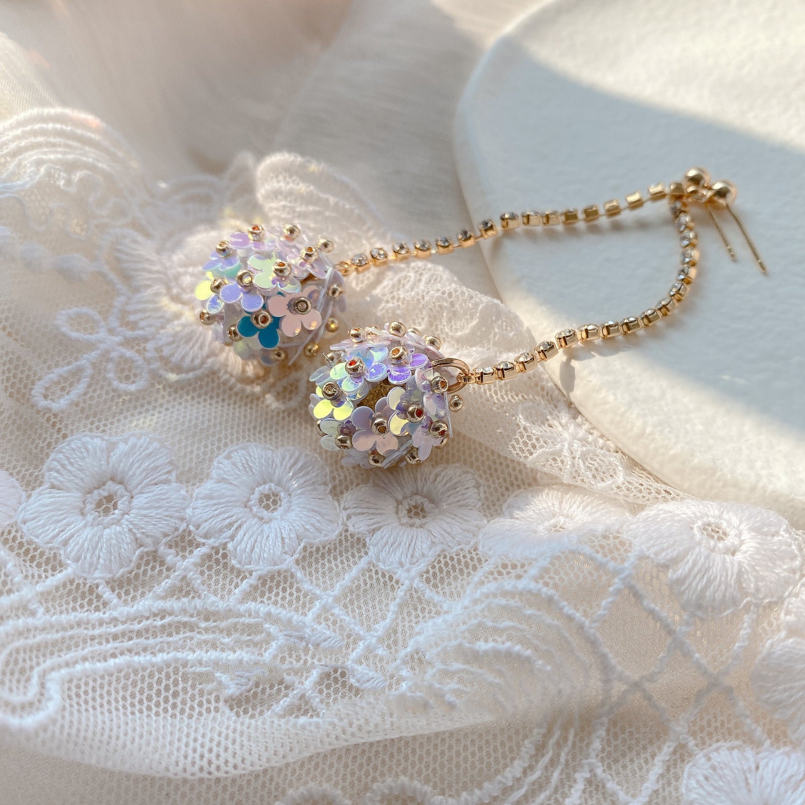 Colorful Blue Flower Ball Earrings – Meaningful Gifts — 1