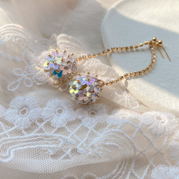 Colorful Blue Flower Ball Earrings – Meaningful Gifts — 1