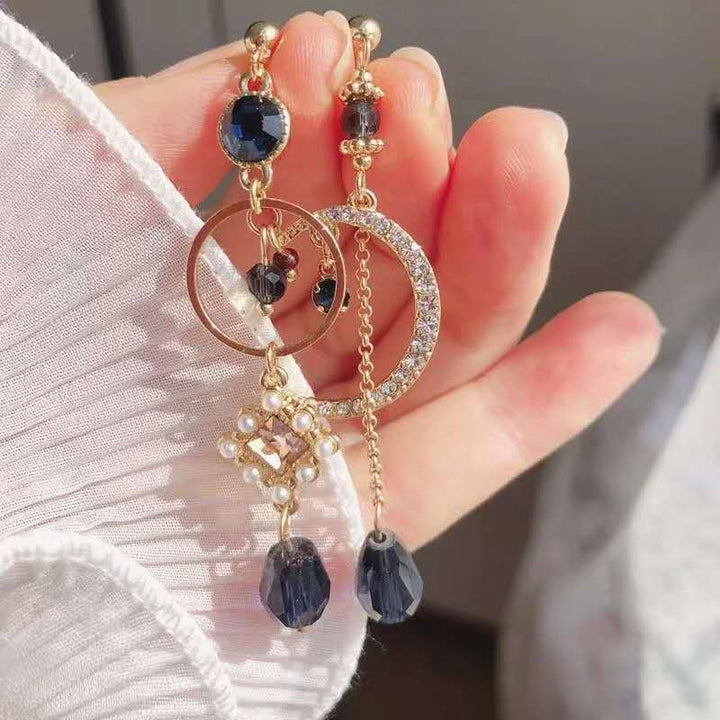 Women's Blue Waterdrop Charm Long Asymmetric – Gifts for Her — 1