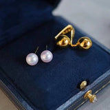 Pearl And Small Gold Ball Combined With Gold Earrings – Gift Ideas — 6