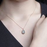 Mysterious Blue Light Elongated Stone Necklace – Jewelry Gift Ideas — 3