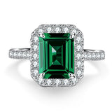 S925 Sterling Silver Emerald Ring Female High Carbon – Gifts for Her — 6