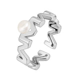 Sterling Silver Pearl Eardrop Frame Women's Ring – Gifts for Her — 5