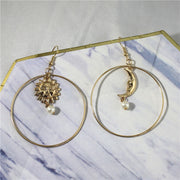 Temperament Sun Moon Pearl Earrings Retro Personality – Stylish Gifts — 4