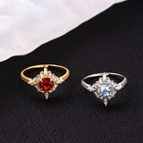 Women's Red Pomegranate Sky Blue Ring – Gifts for Her — 5