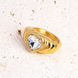 Heart-shaped White Zircon 8K Gold-plated 316L – Thoughtful Gifts — 3
