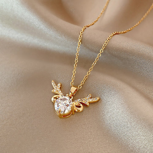 Deer Antler Luxury Diamond Necklace Women's – Jewelry Gift Ideas — 2