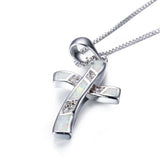 Sterling Silver Clavicle Chain Opal Four White – Jewelry Gift Ideas — 1