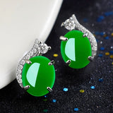 Vintage Emerald Chalcedony Simple Temperament Earrings – Useful Gifts — 2