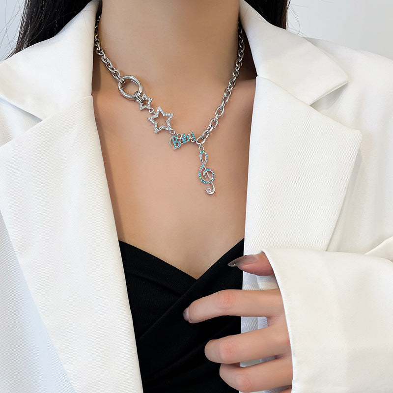 Sweet Cool Personality Note Star Necklace Female – Jewelry Gift Ideas — 1